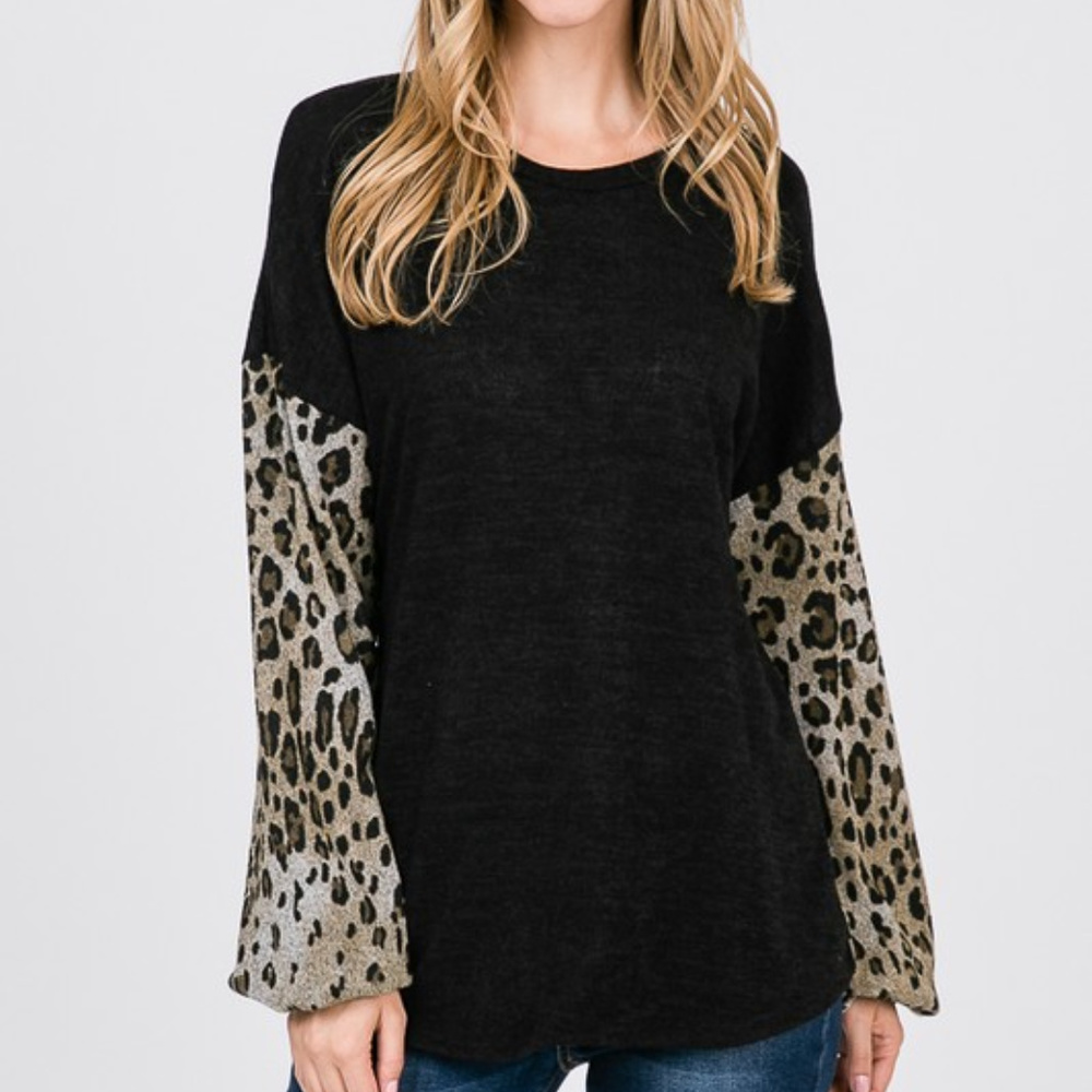 Leopard Print Contrast Tunic - Picture 3 of 8